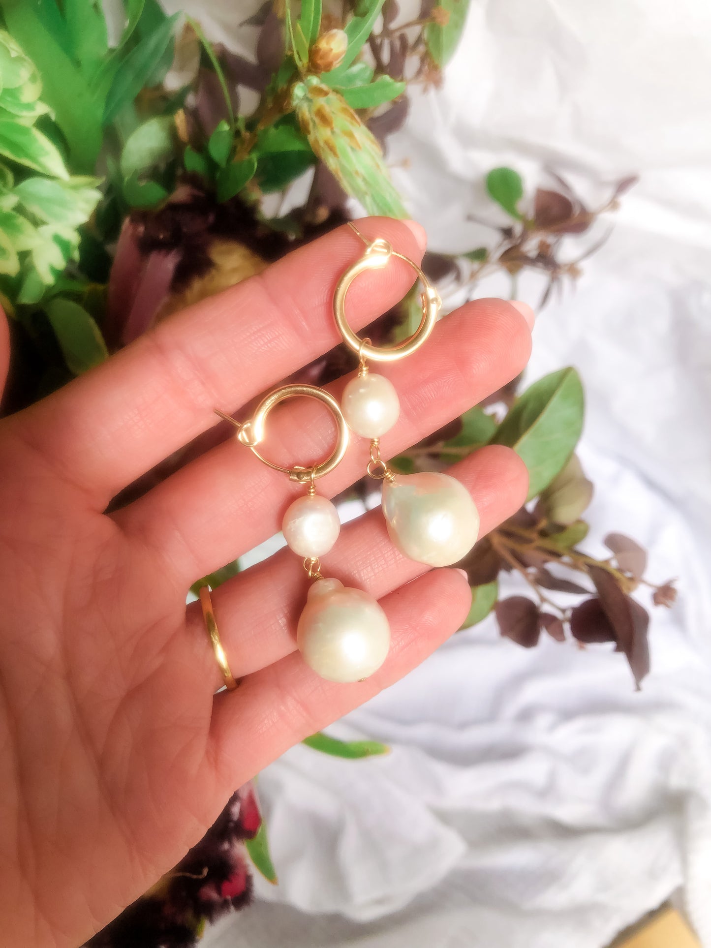 Limited edition- Mae Premium Hoops - Large Baroque Pearl Hoop Earrings