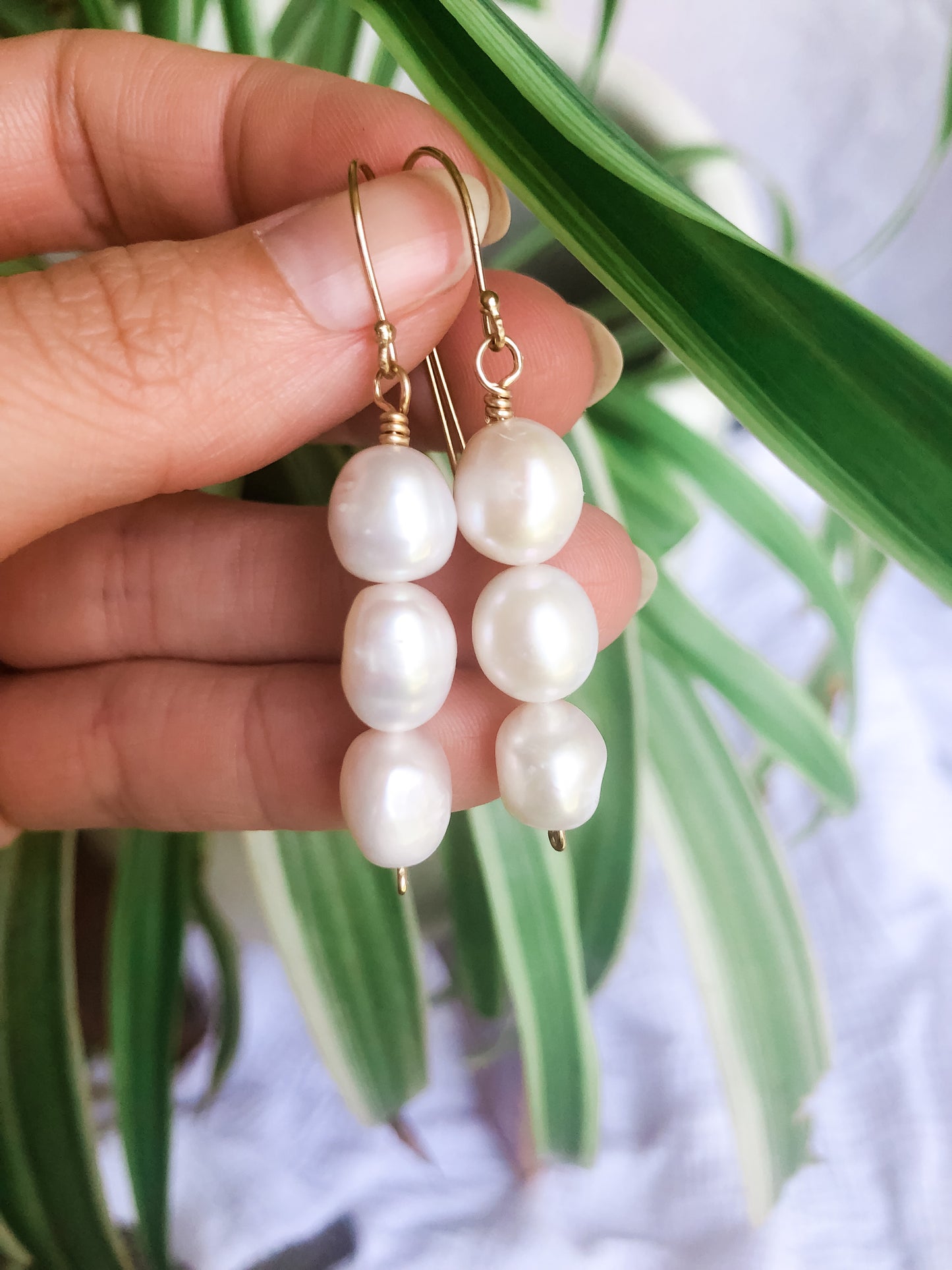 Sofi Drop Earrings - Three Baroque Pearl Drop Earrings