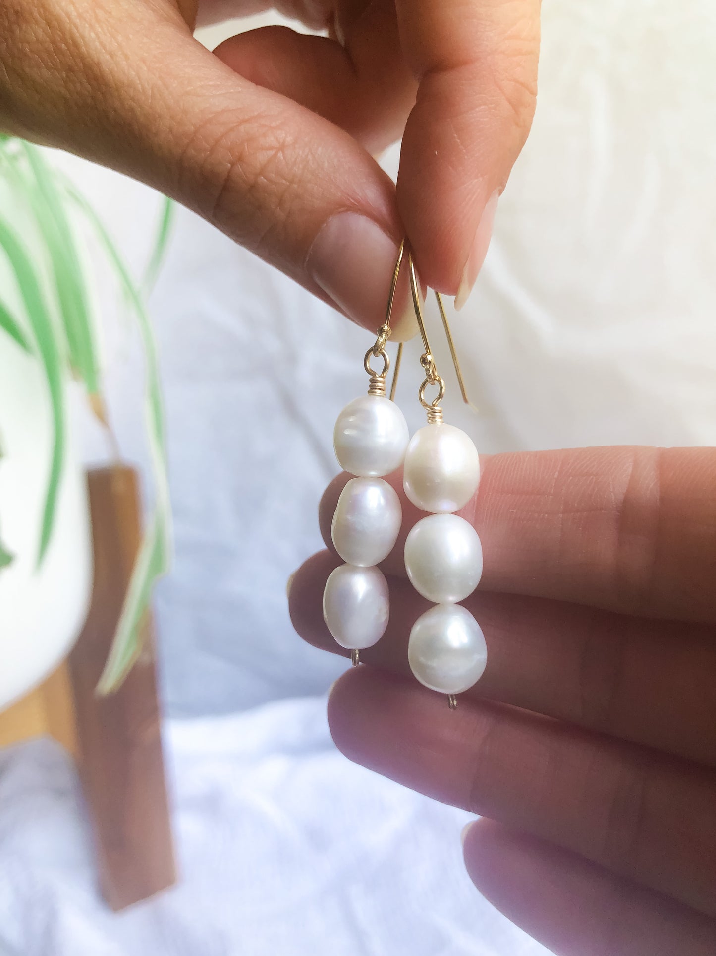 Sofi Drop Earrings - Three Baroque Pearl Drop Earrings