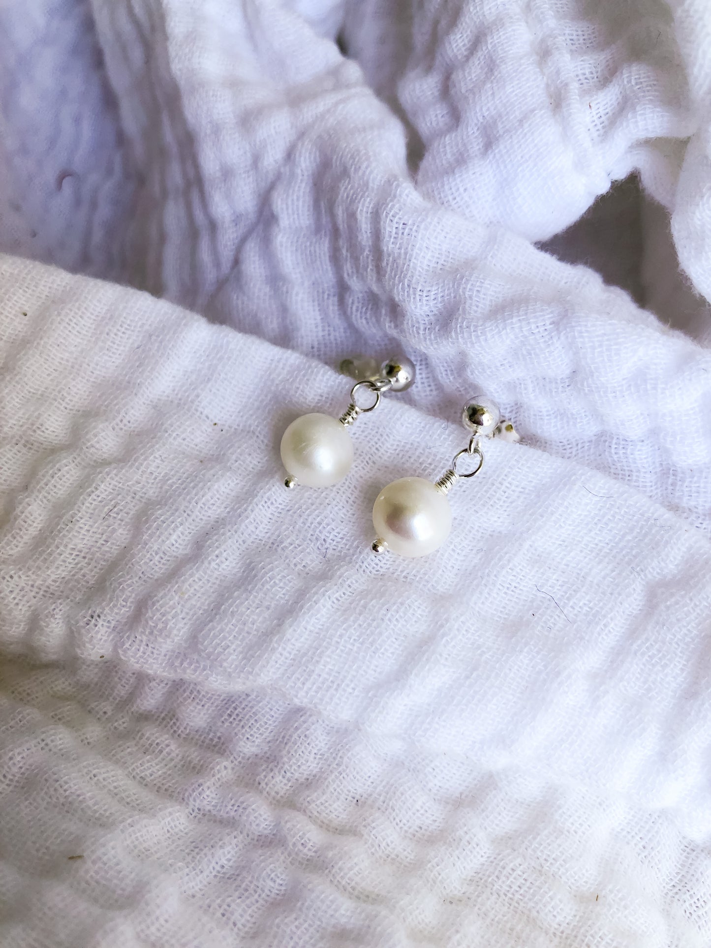 Emmy Stud Earrings - Small White Baroque Pearl Earrings