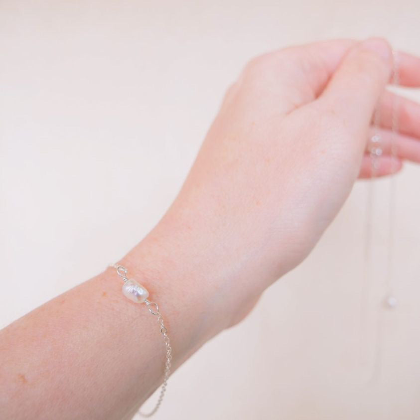 Lila Chain Bracelet & Anklet - Dainty Baroque Pearl Chain