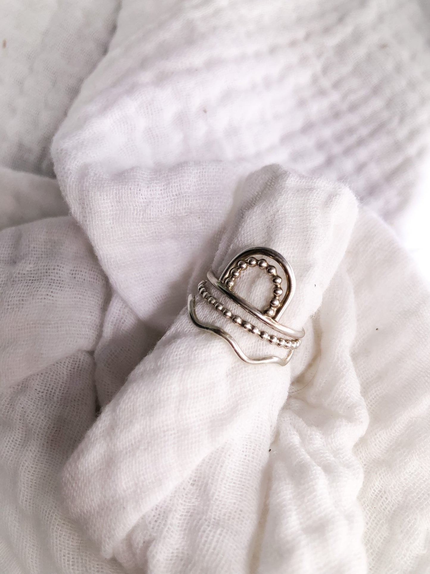 Journey ring - dainty wavy stacker ring