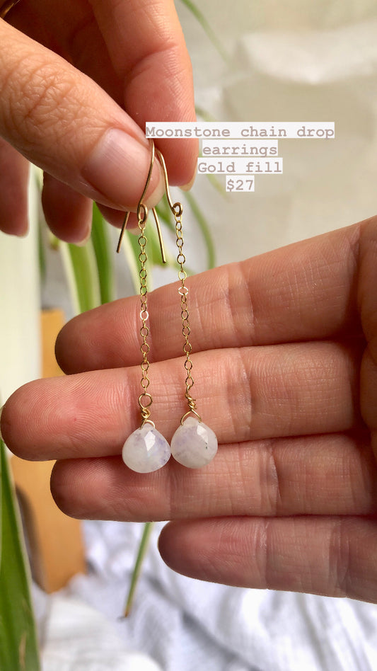 CLEARANCE - Dainty Moonstone drop earrings