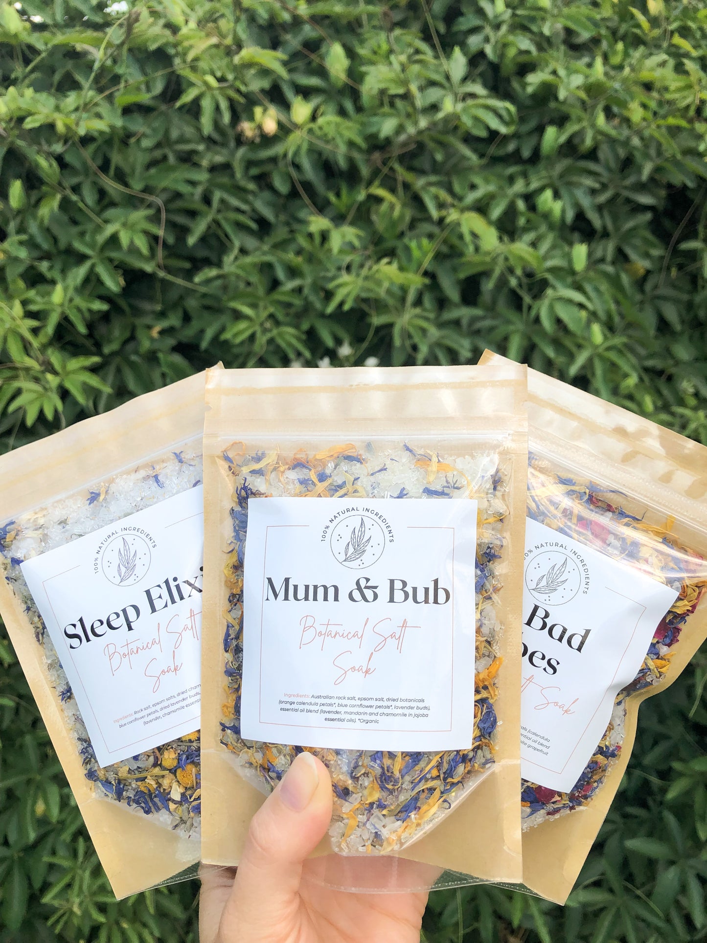 Bath Salt Soak: Lavender, Mandarin & Camomile Bath Salts - Mum & Bub pregnancy & breastfeeding safe bath salts