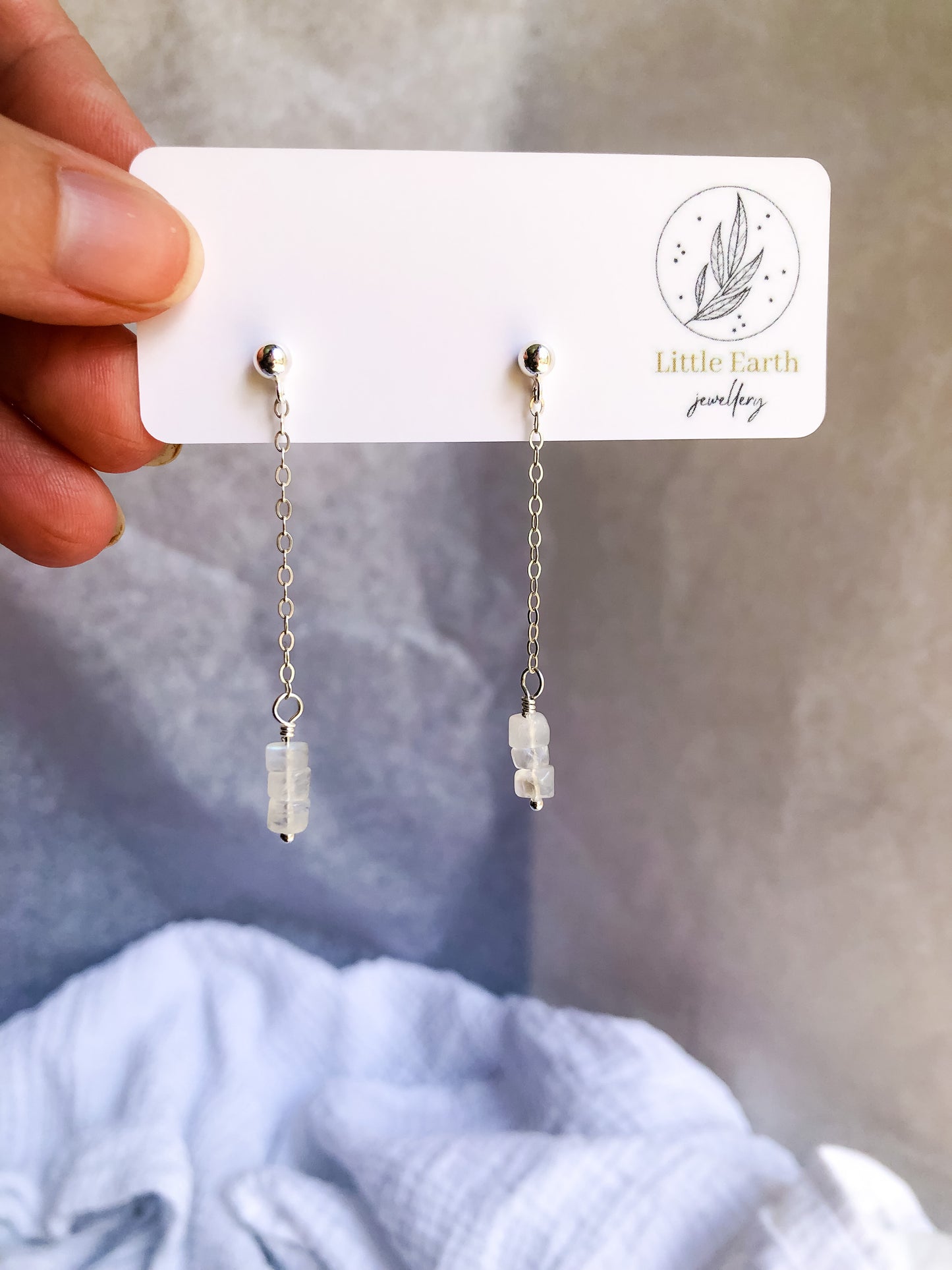 Moonstone Long Drop Earrings - 14K Gold Filled or Sterling Silver