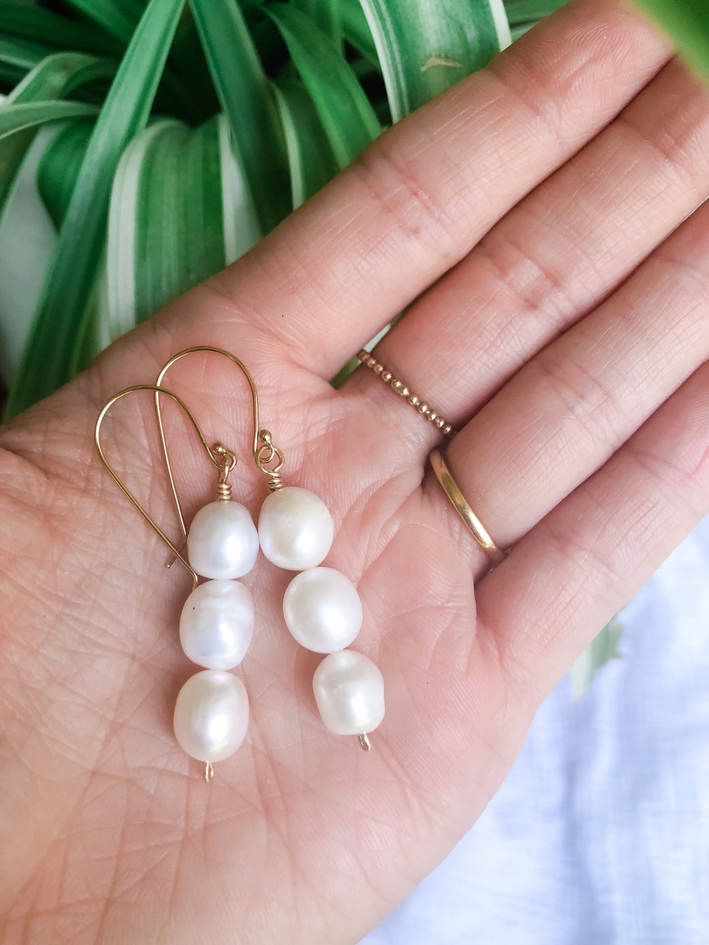 Sofi Drop Earrings - Three Baroque Pearl Drop Earrings