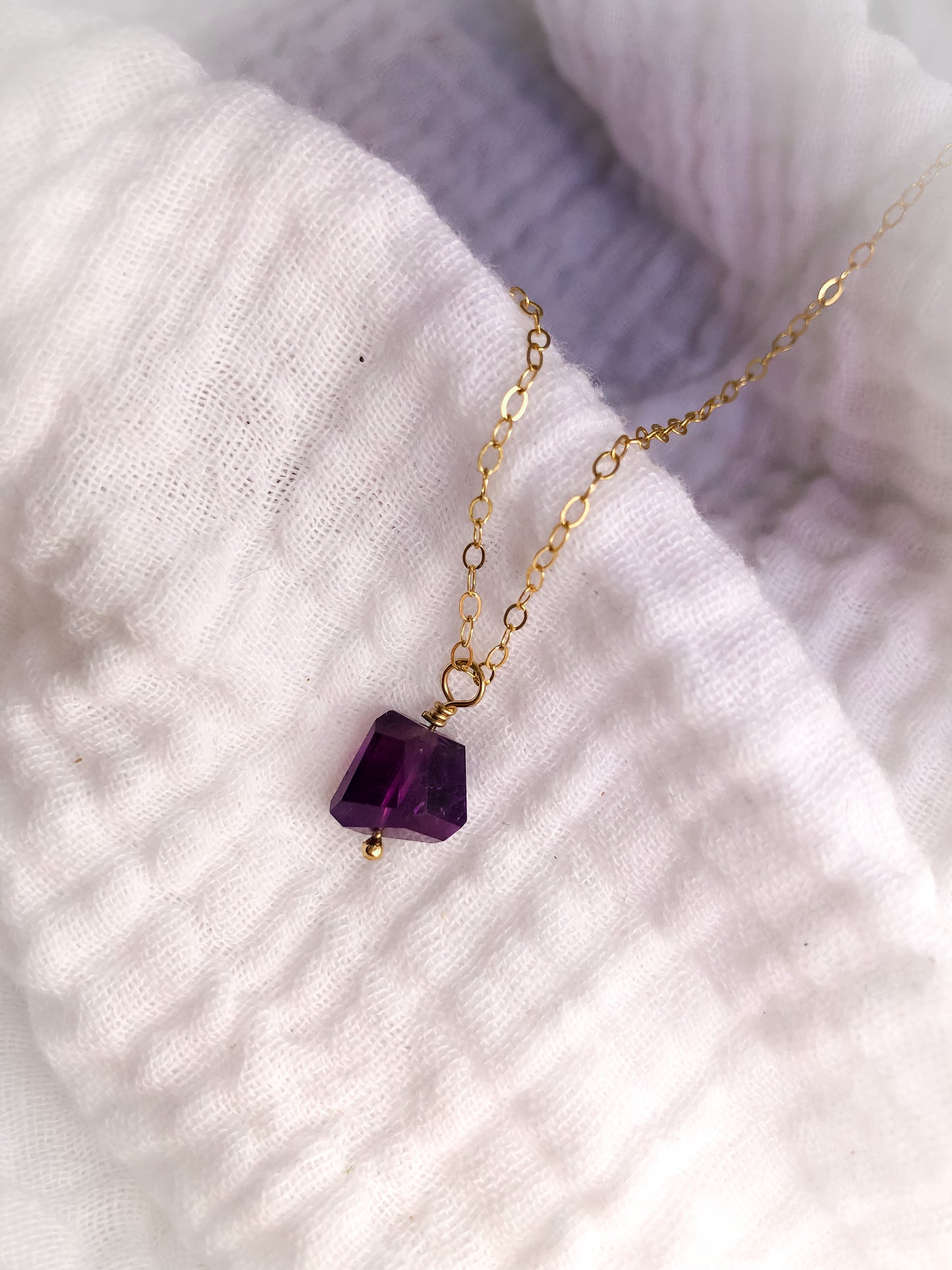 Amethyst Chunk Pendant Necklace - Genuine Amethyst Gemstone Necklace