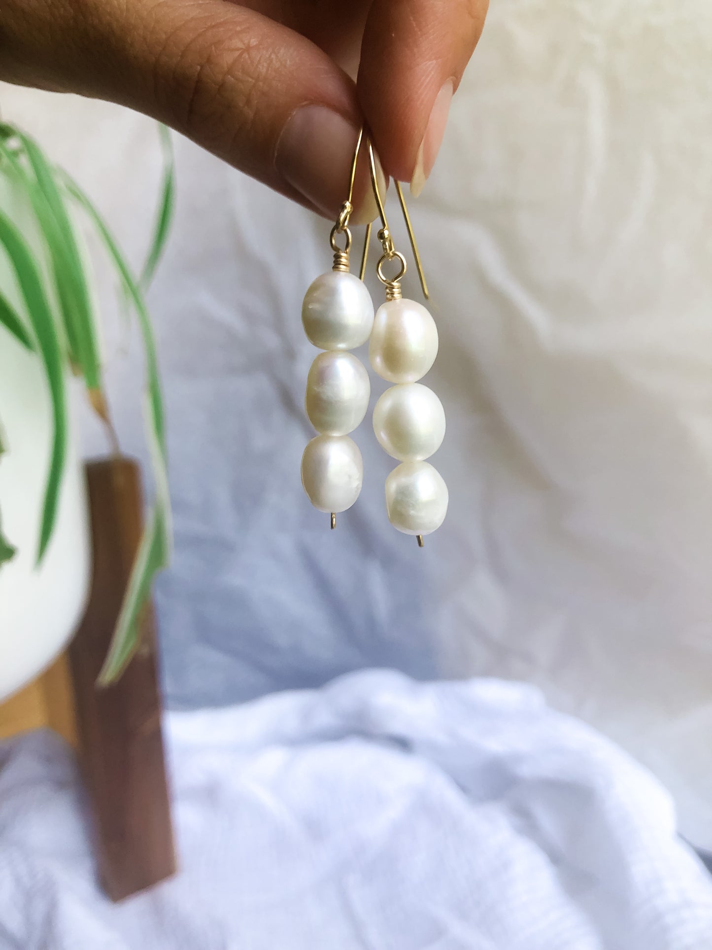 Sofi Drop Earrings - Three Baroque Pearl Drop Earrings