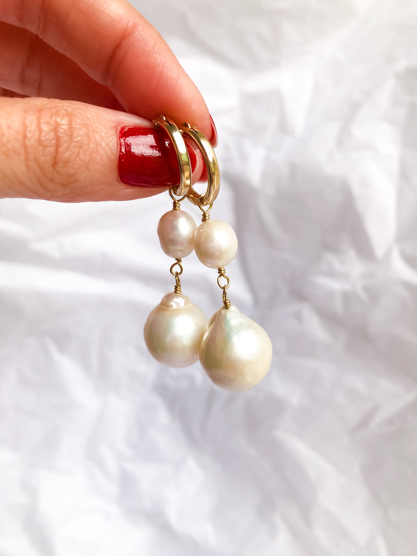 Limited edition- Mae Premium Hoops - Large Baroque Pearl Hoop Earrings