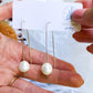 Meghan Pearl Threaders - Long Hook Chunky White Baroque Pearl Earrings