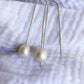 Meghan Pearl Threaders - Long Hook Chunky White Baroque Pearl Earrings