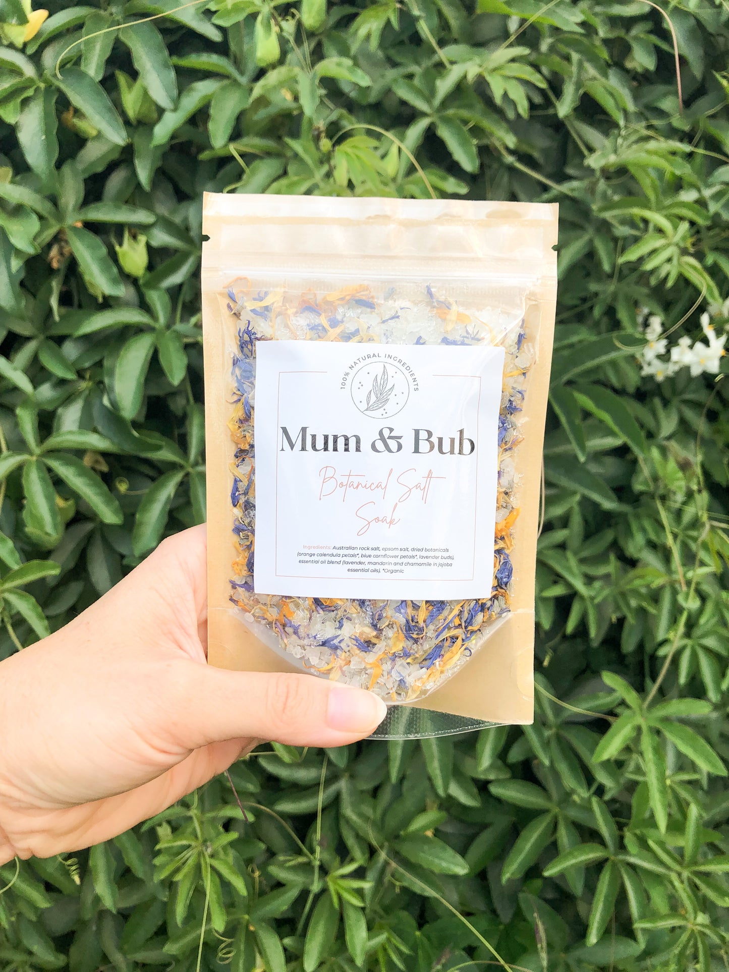 Bath Salt Soak: Lavender, Mandarin & Camomile Bath Salts - Mum & Bub pregnancy & breastfeeding safe bath salts