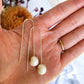 Meghan Pearl Threaders - Long Hook Chunky White Baroque Pearl Earrings