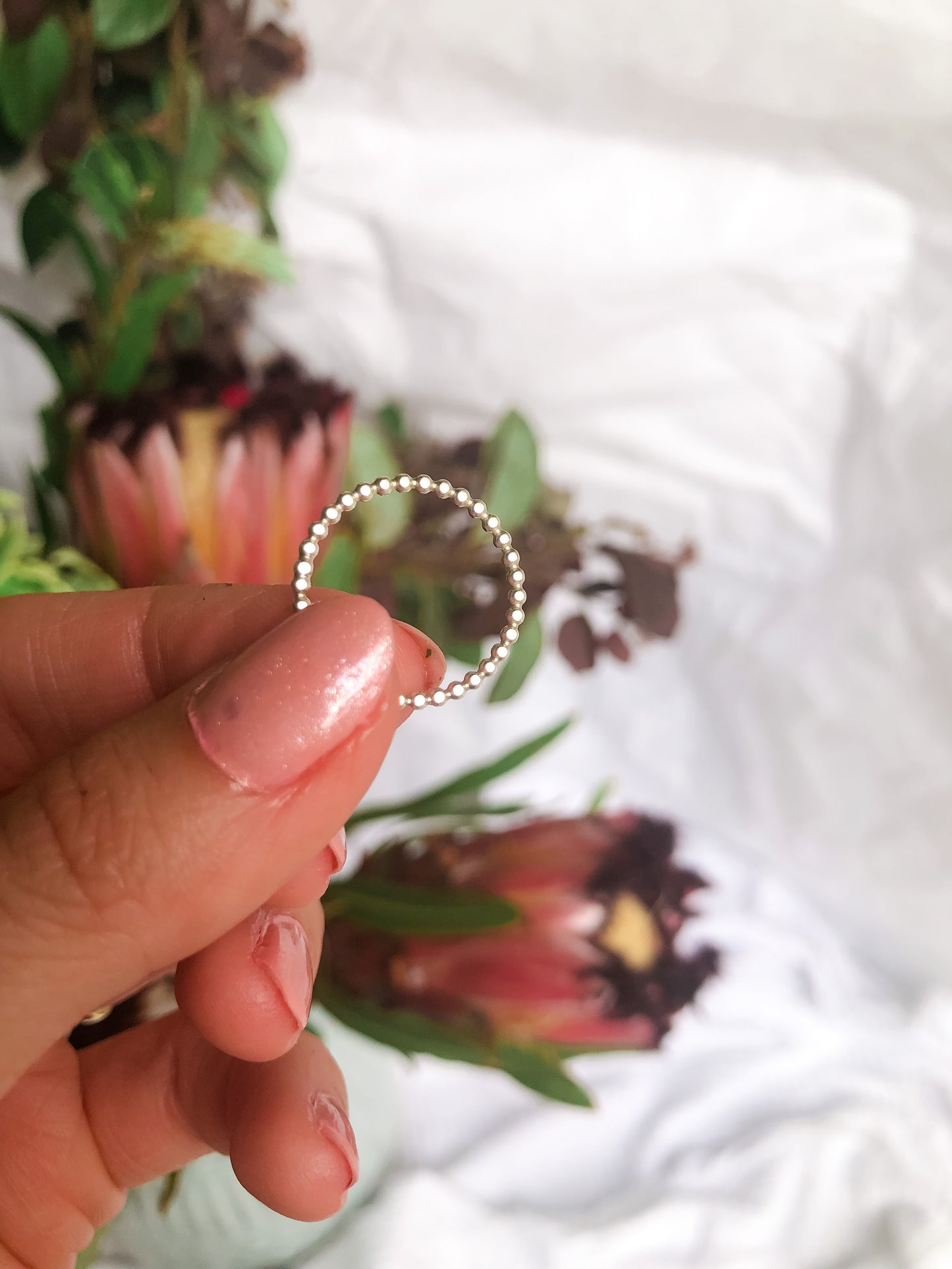 Stellar ring - dainty ball stacker ring