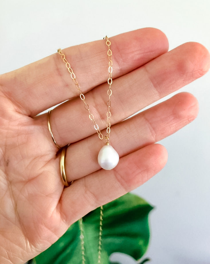 Jamie Pearl Necklace - Dainty Teardrop Edison Pearl Necklace