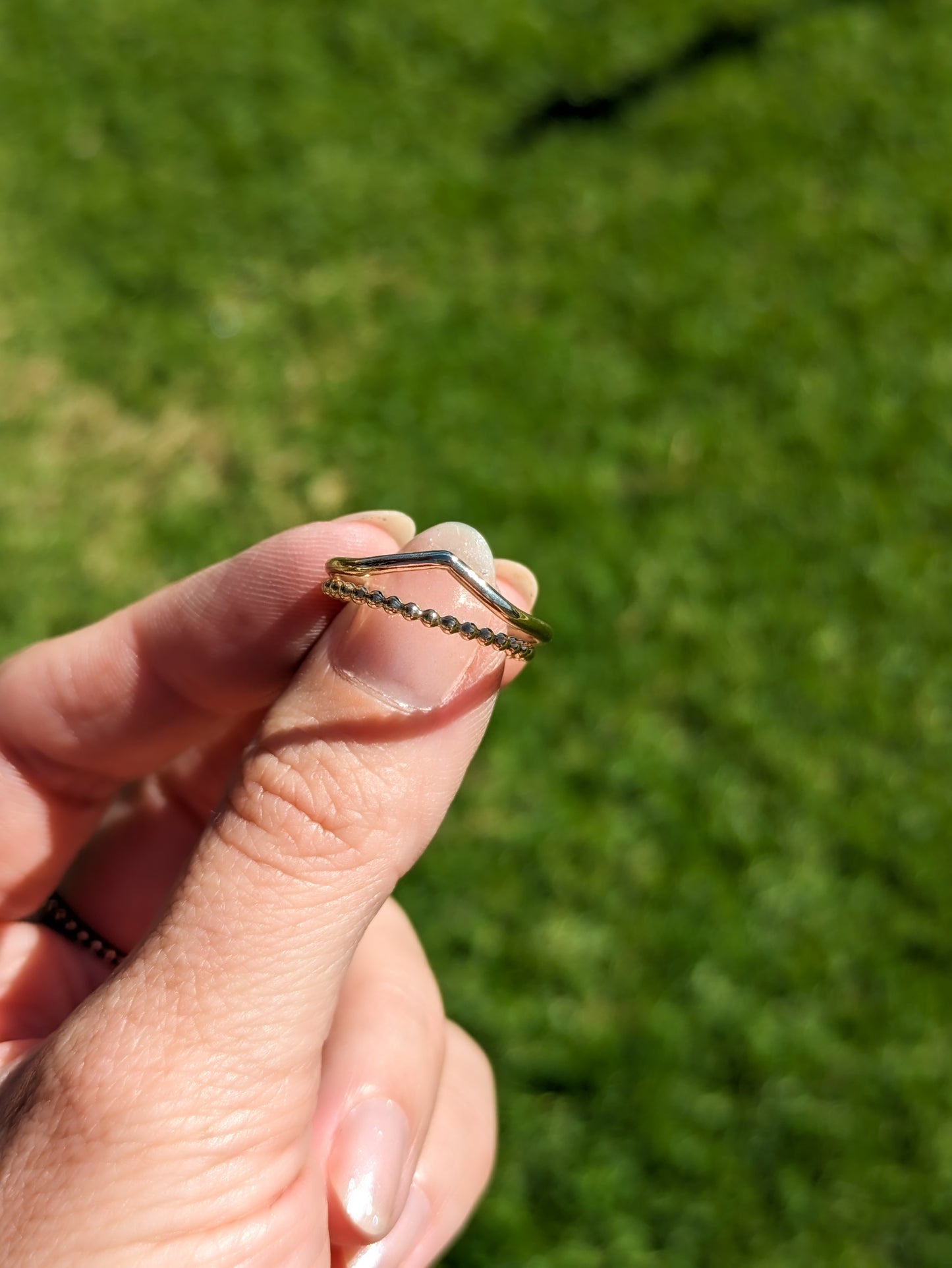 Stellar ring - dainty ball stacker ring