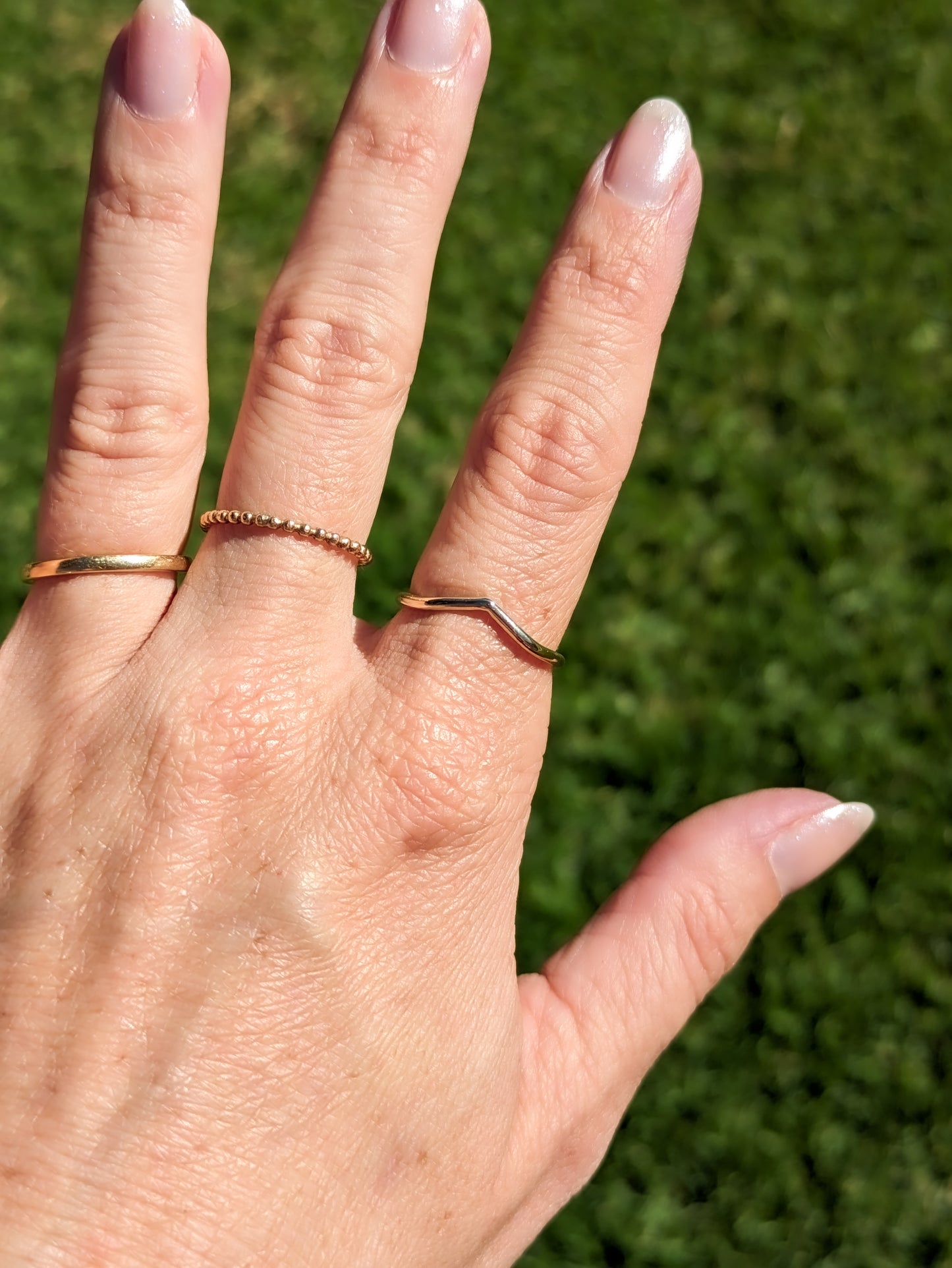 Stellar ring - dainty ball stacker ring