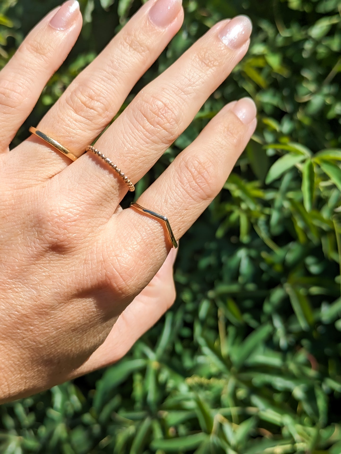 Stellar ring - dainty ball stacker ring