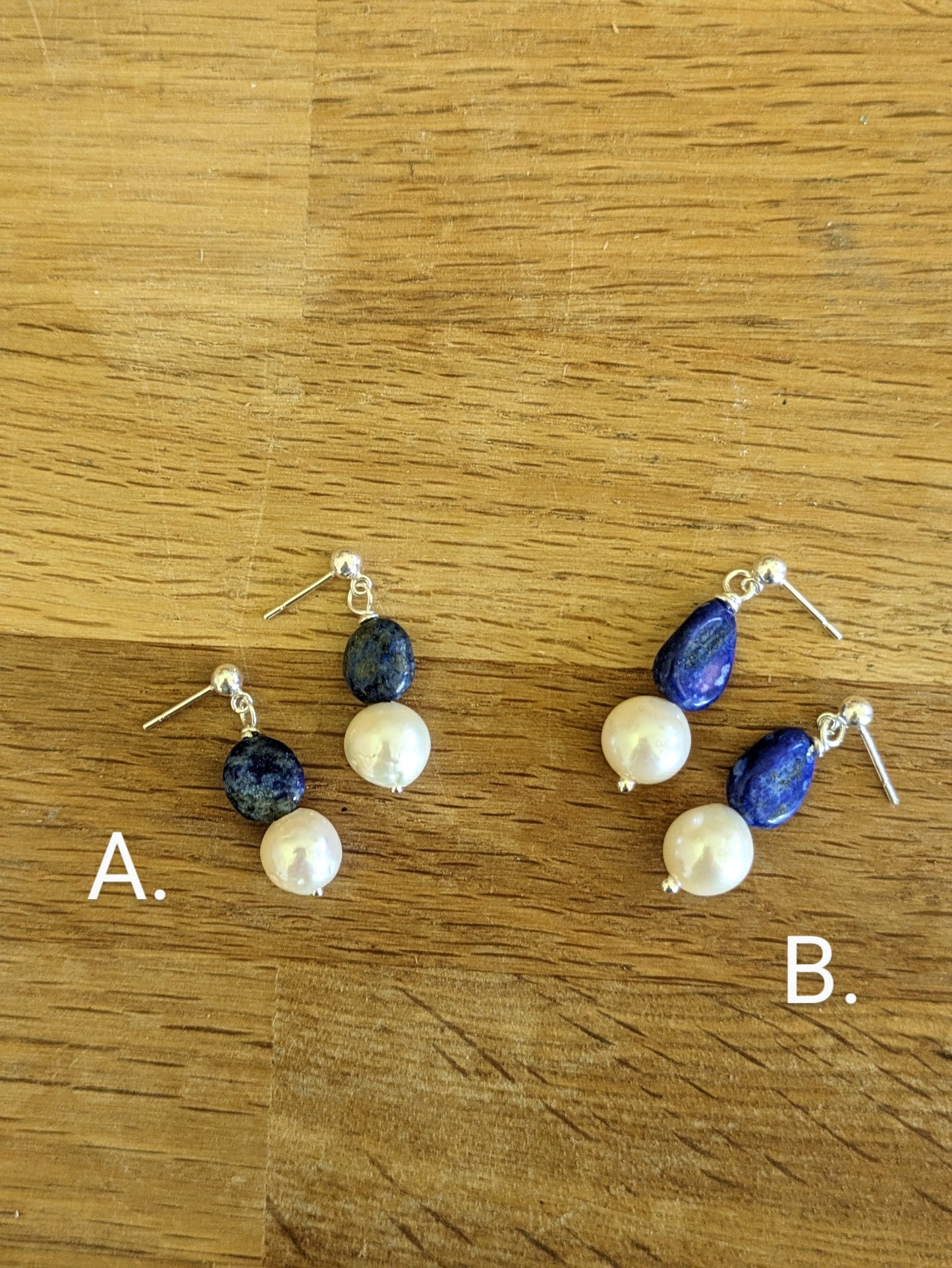 Limited Edition: Carmen Drops - Baroque Pearl & Lapis Lazuli Drop Stud Earrings