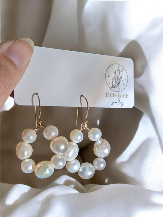 Clover Earrings - Baroque Pearl Circle Drop Earrings