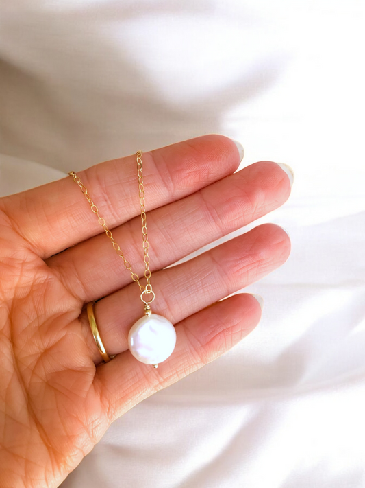 Mia Pearl Necklace - Small Coin Pearl Necklace