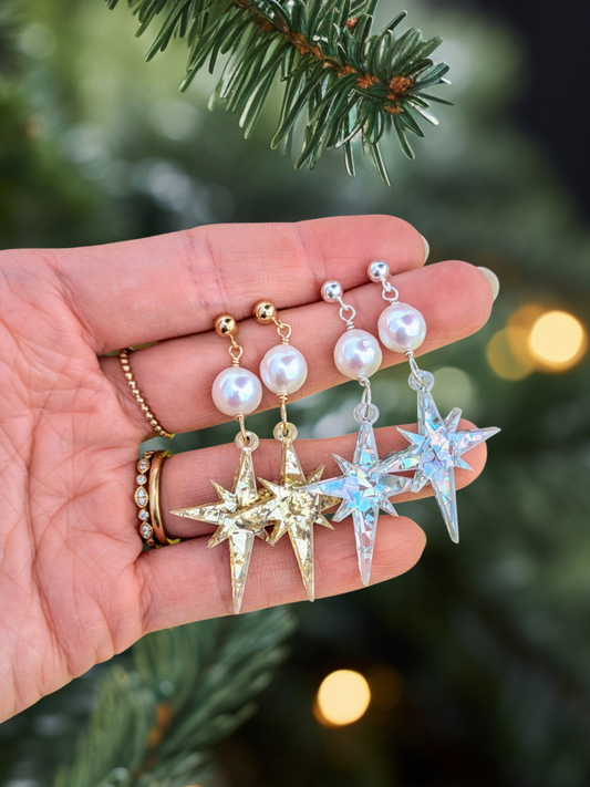 Festive Collection - North Star Pearl Stud Dangles