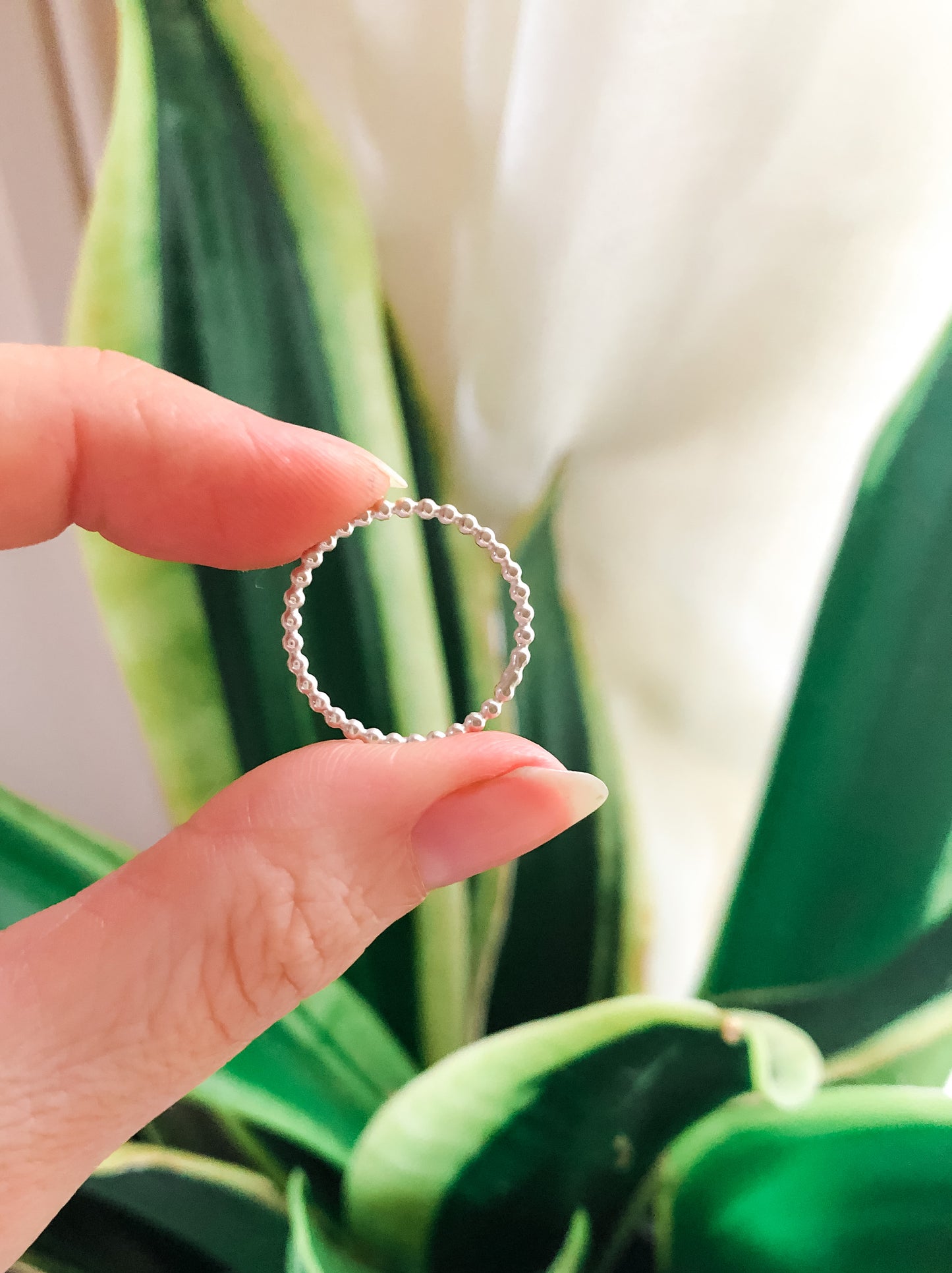 Stellar ring - dainty ball stacker ring