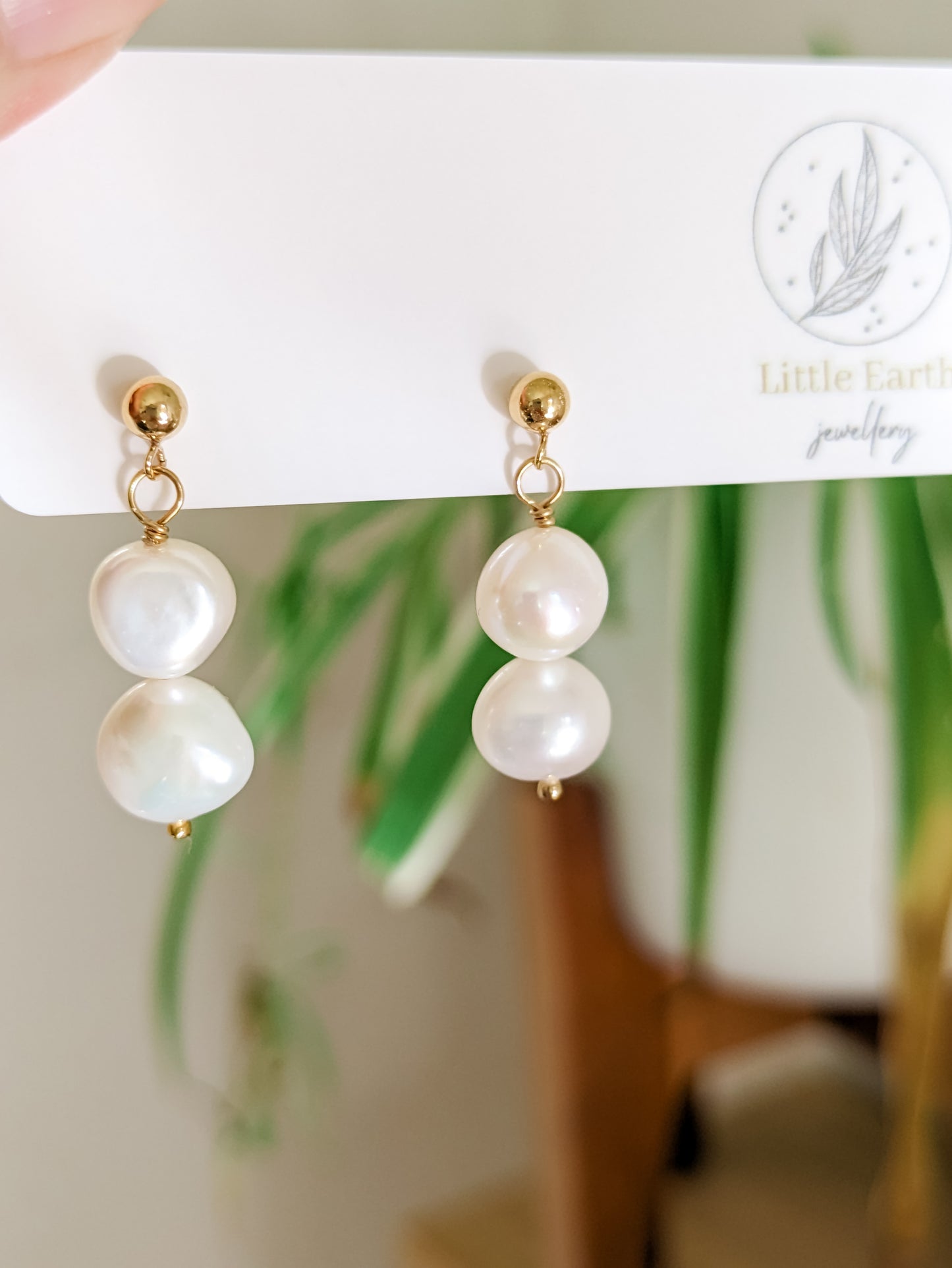 Saige Stud Earrings - Freshwater Pearl Stud Dangle Earrings