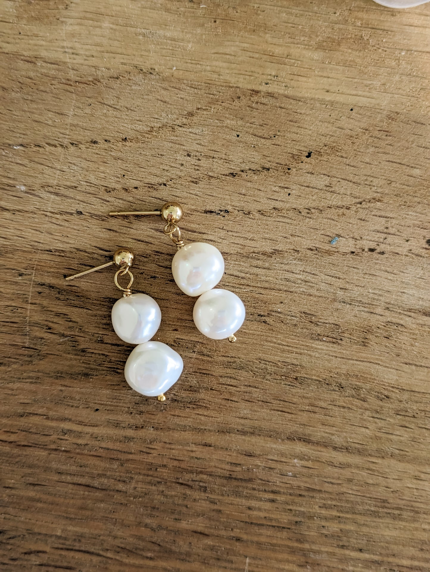 Saige Stud Earrings - Freshwater Pearl Stud Dangle Earrings