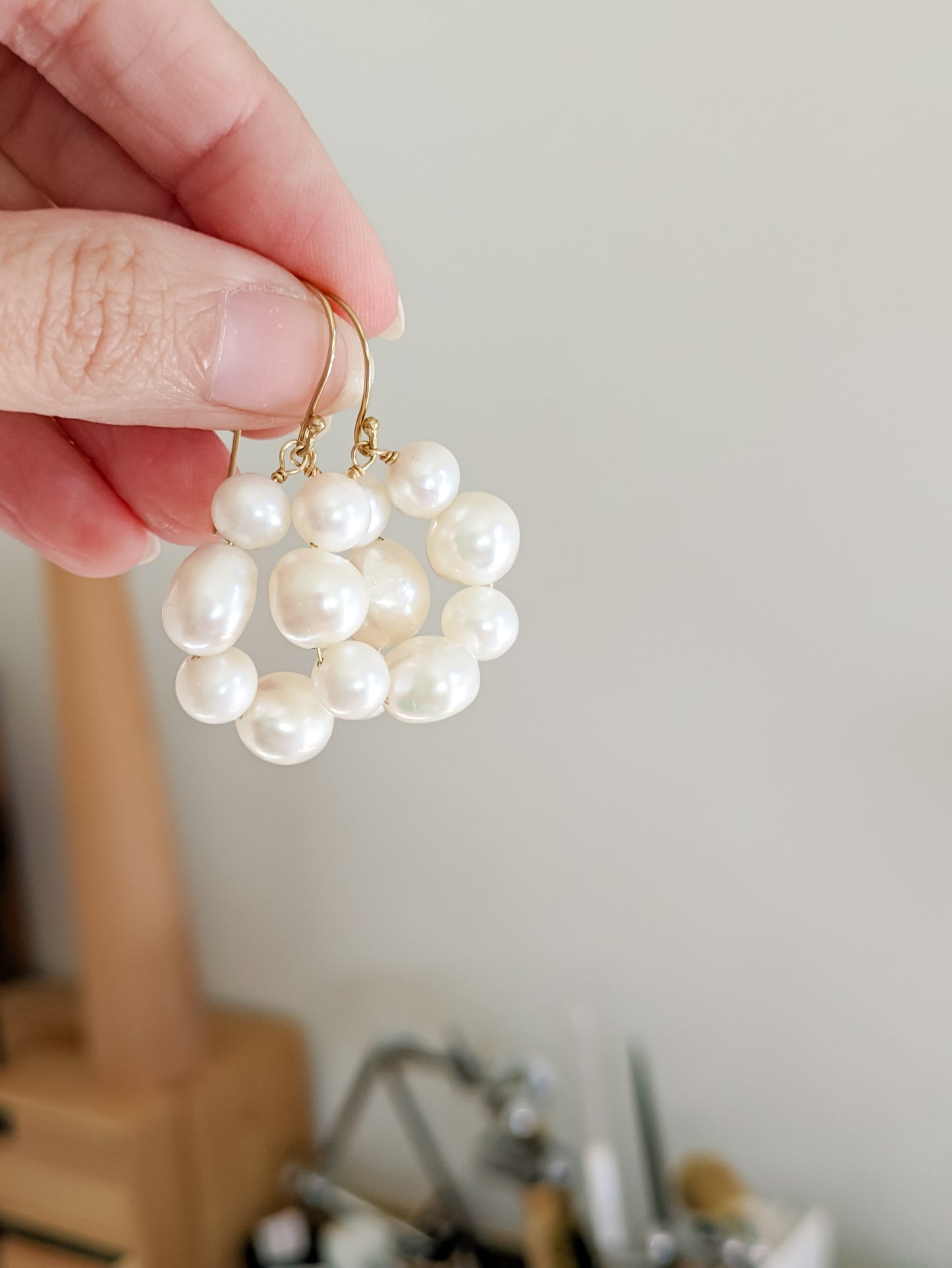 Clover Earrings - Baroque Pearl Circle Drop Earrings