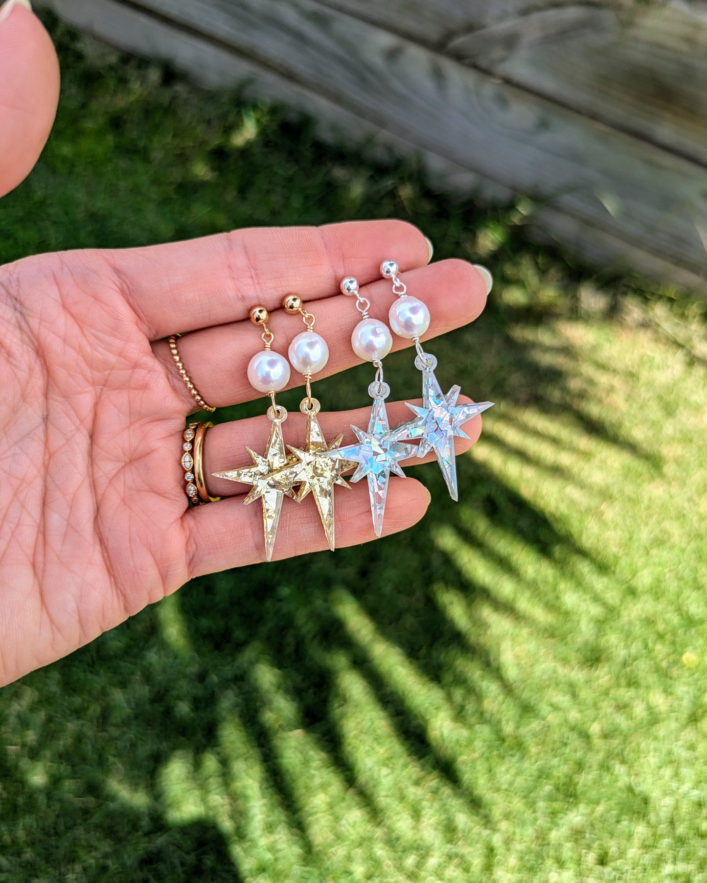 Festive Collection - North Star Pearl Stud Dangles