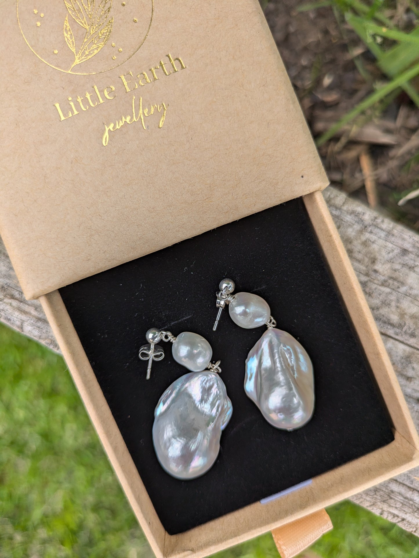 Claire Drops - Premium Fireball Baroque Pearl Earrings - Statement Chunky Natural Baroque Pearl Drop Earrings