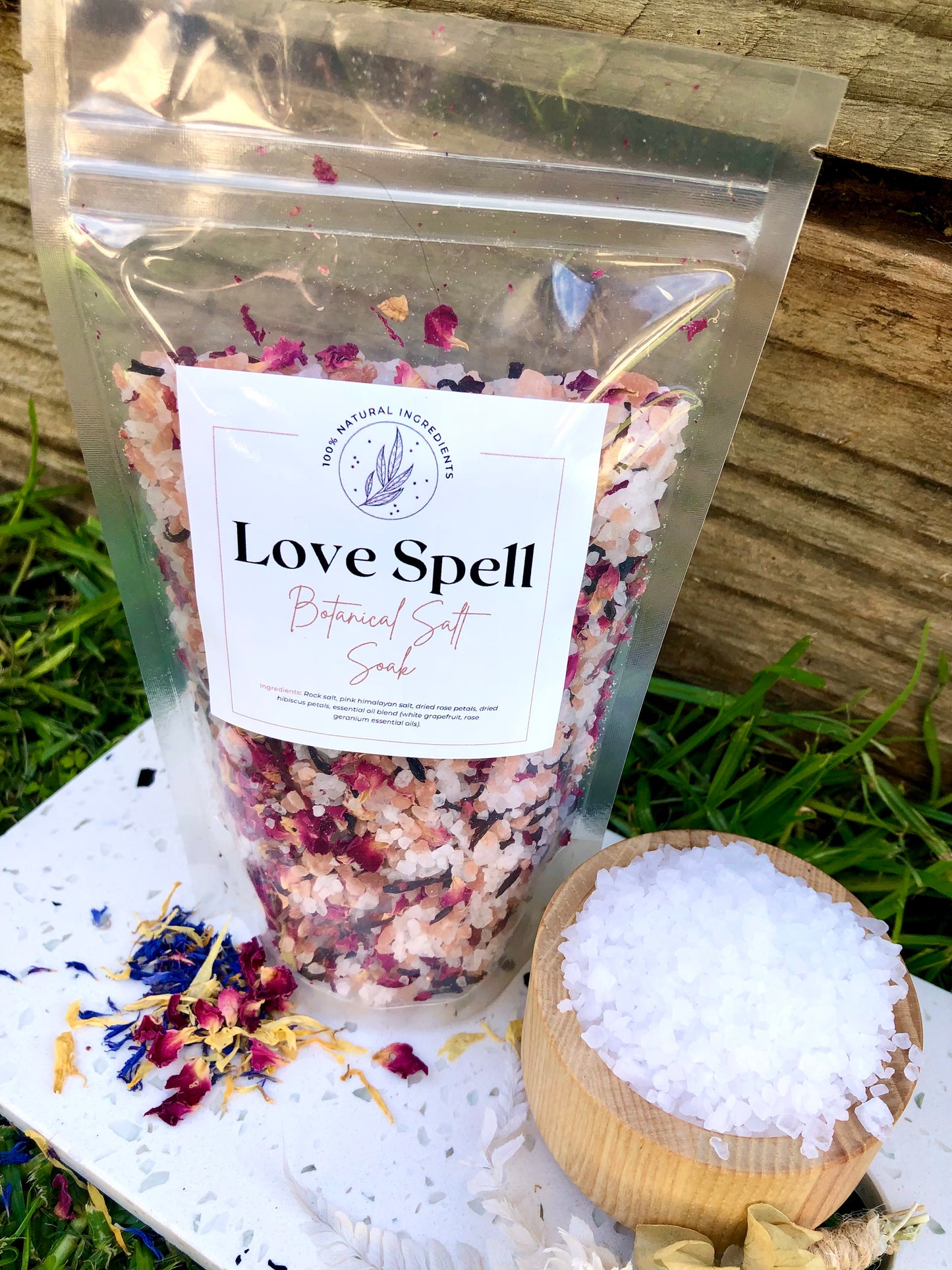 Bath Salt Soak: Rose & Grapefruit Bath Salts - LOVE SPELL