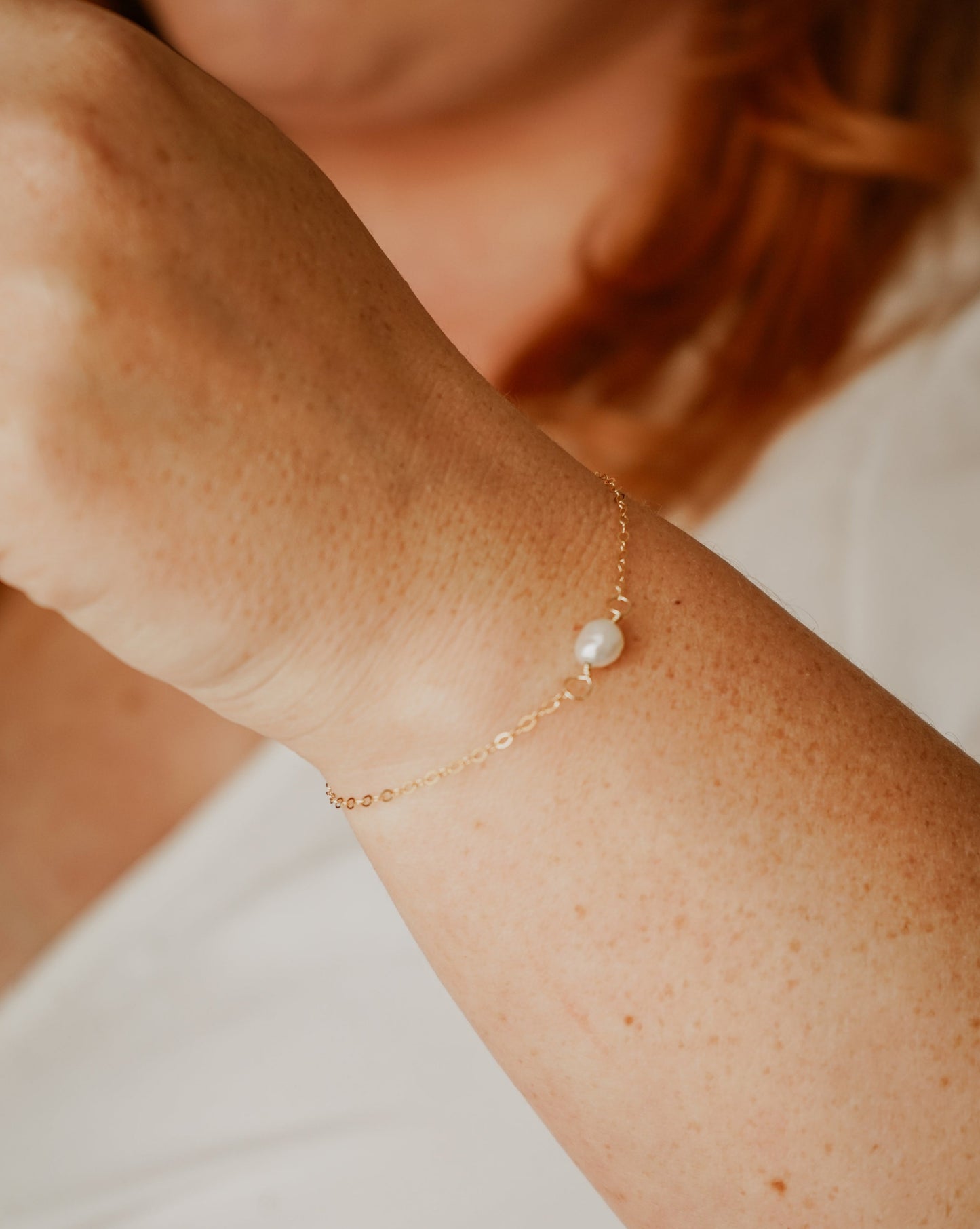 Lila Chain Bracelet & Anklet - Dainty Baroque Pearl Chain