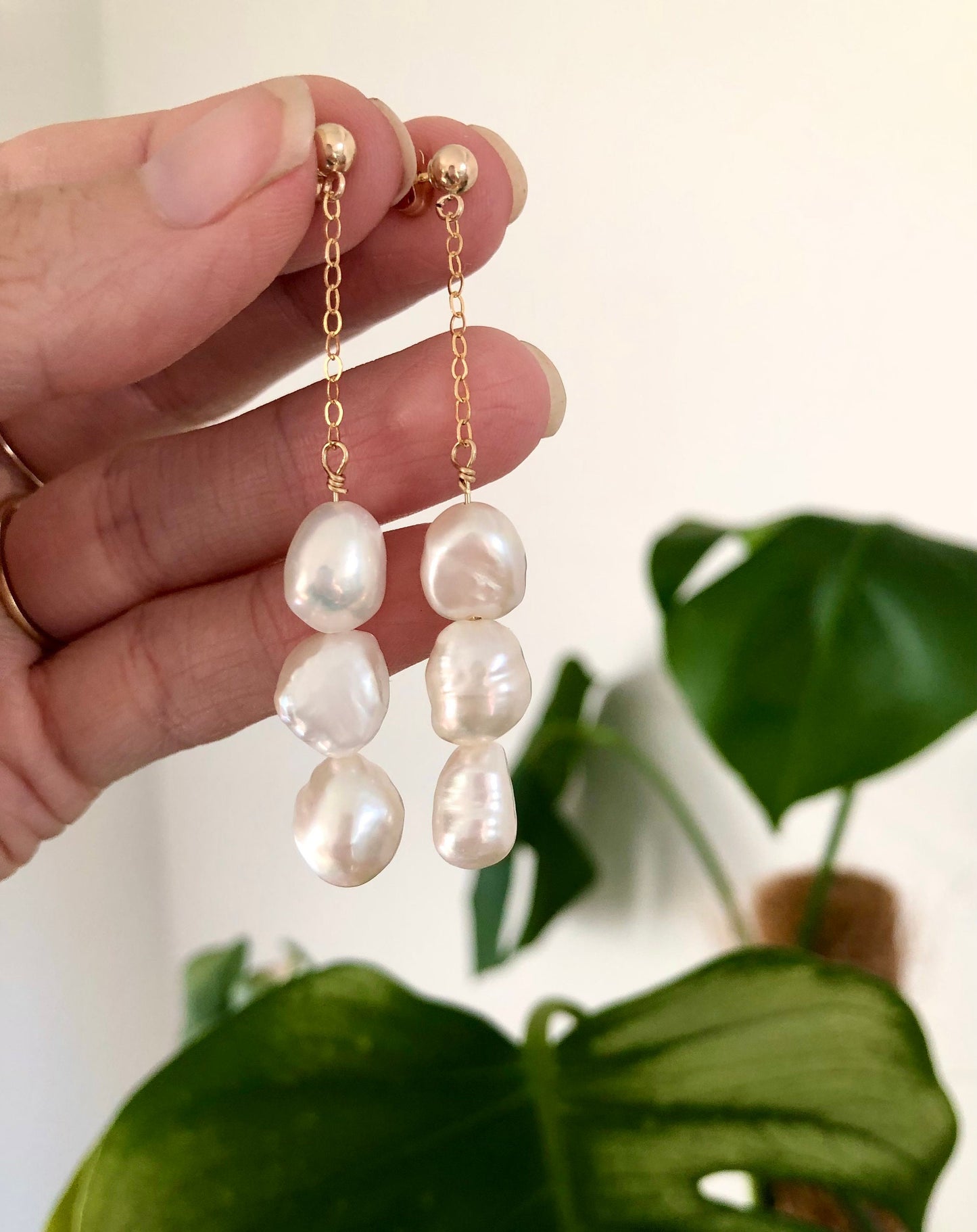 Lily Chunky Natural Baroque Pearl Drop Earrings