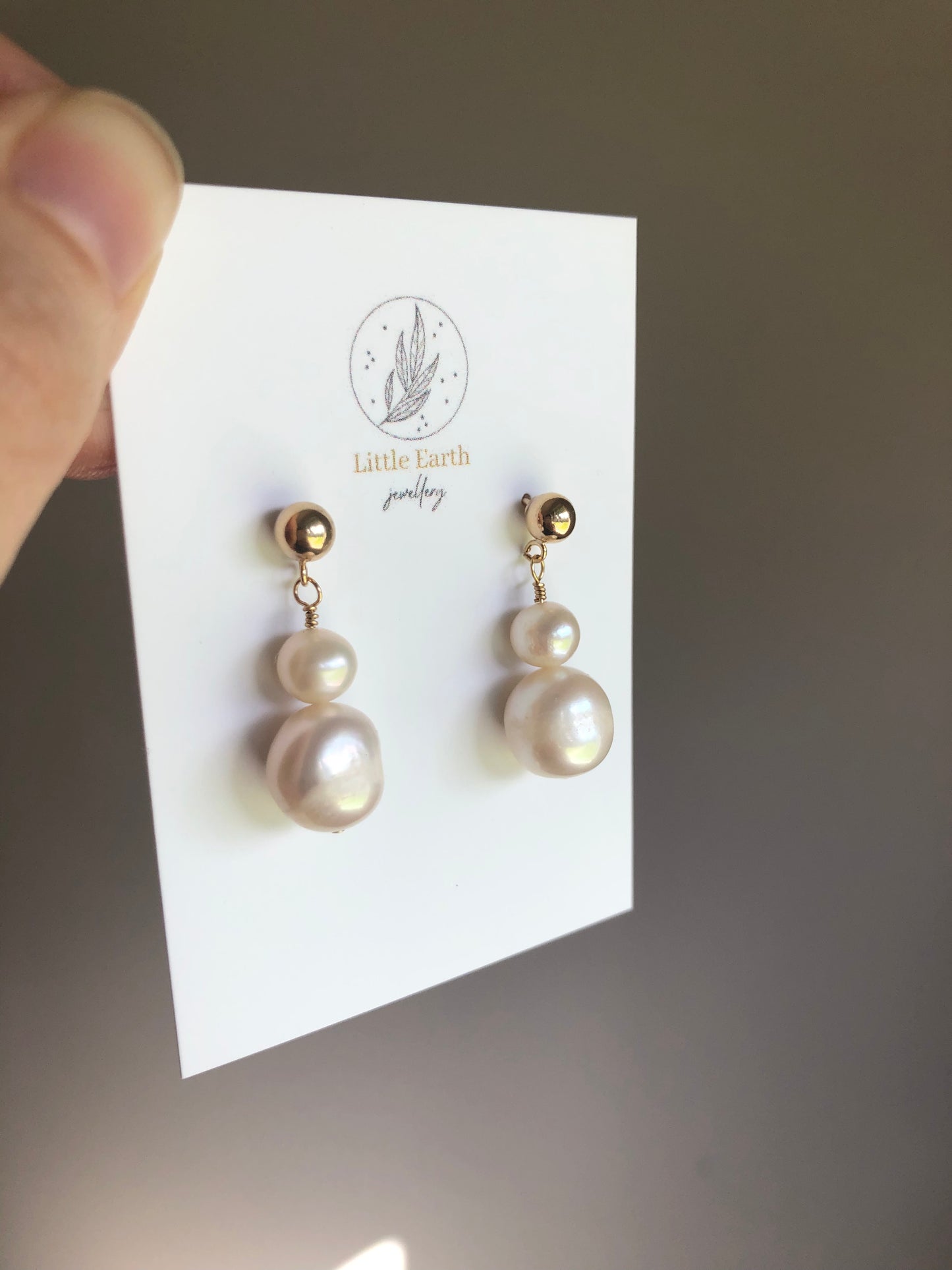 Greta Earrings - Double Round Pearl Drop Stud Earrings